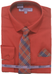 BOYS DRESSY SHIRTS (LONG SLEEVE) RED/RED